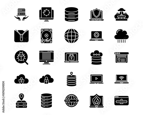Web Hosting Line Vector Icons