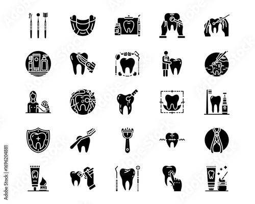 Dental Care Line Vector Icons