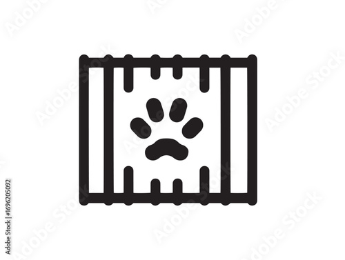 Clean animal shelter fencing icon in line vector drawing