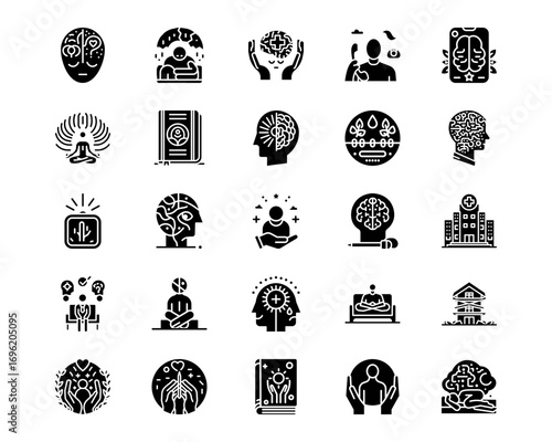 Mental Health Line Vector Icons