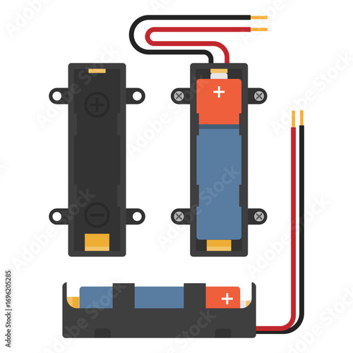 AA Battery holder with red and black wires