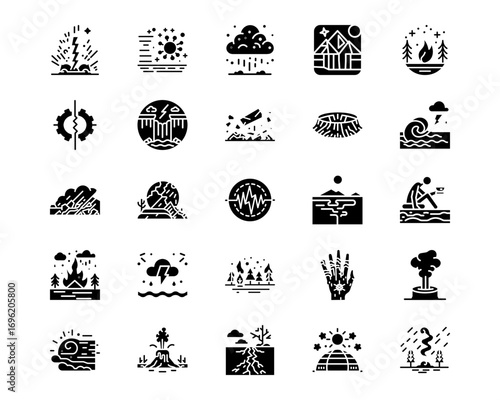 Natural Disaster Line Vector Icons