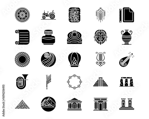 Ancient Civilization Line Vector Icons