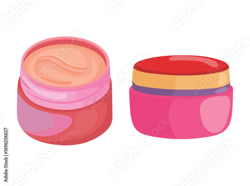 Face cream in a jar or patches. Flat vector clipart, illustration with isolated background.