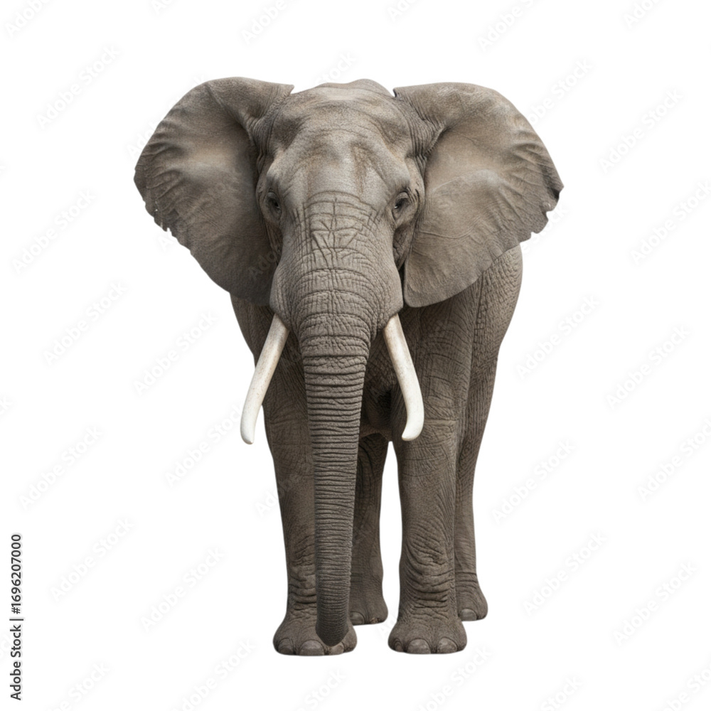 Obraz premium Majestic African elephant with impressive tusks stands strong and regal showcasing its immense power and natural beauty for wildlife conservation and safari themes