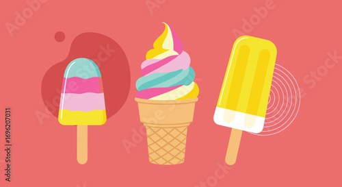 Delicious frozen treats perfect for hot summer days refreshing desserts on a bright background