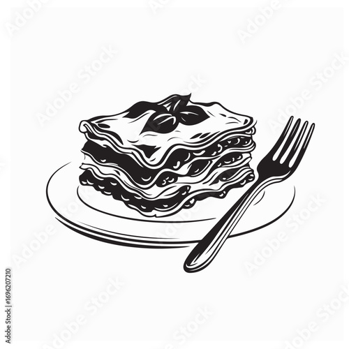 Lasagna Pasta Baked Vector Images isolated on white Background