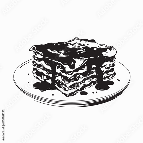 Lasagna Pasta Baked Vector Images isolated on white Background