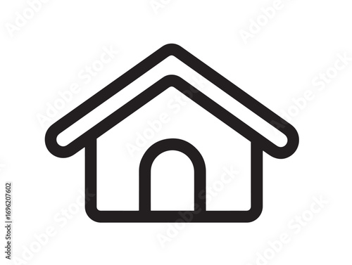 Minimalist animal shelter house icon in modern line vector art