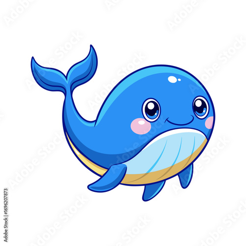 Adorable Blue Whale Cartoon Illustration