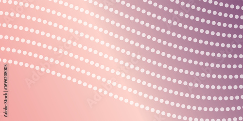 Abstract background with wavy parallel lines of glowing white dots on a soft pink and purple gradient.