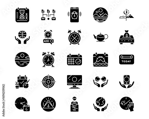Time and Date Line Vector Icons
