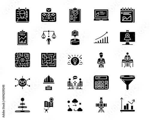 Project Management Line Vector Icons