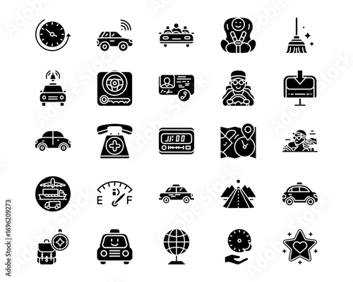 Taxi Service Line Vector Icons