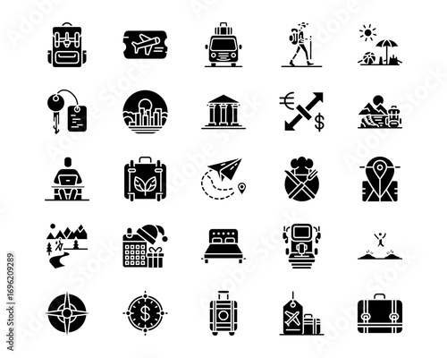 Vacation Planning Line Vector Icons