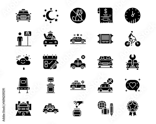 Taxi Service Line Vector Icons