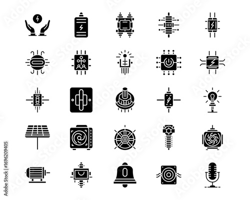 Electric Circuits Line Vector Icons