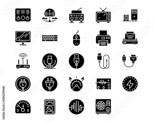 Electric Circuits Line Vector Icons