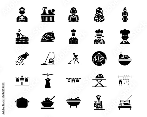 Cleaning and Dusting Line Vector Icons