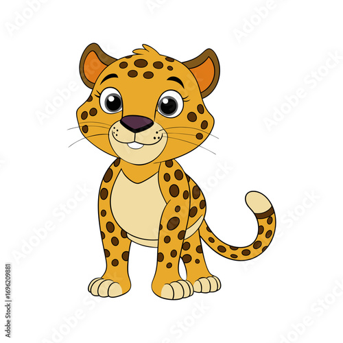 Adorable Cheetah Cub Cartoon Illustration