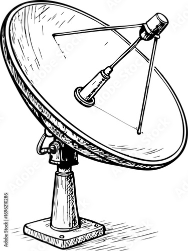 television job loss concept. Satellite dish sketch illustration for communication technology.