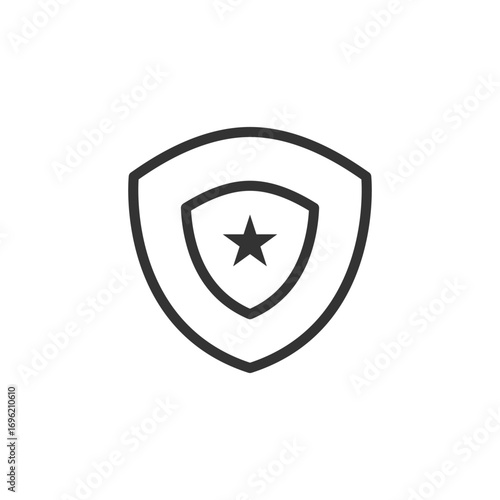 A simple graphic of a shield within a shield the inner one containing a star. Editable stroke icon
