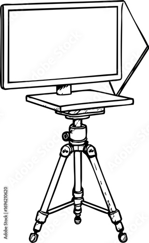 television job loss concept. Tripod with a monitor stand for photography or videography.