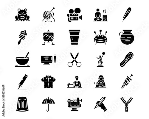 Art and Craft Supplies Line Vector Icons