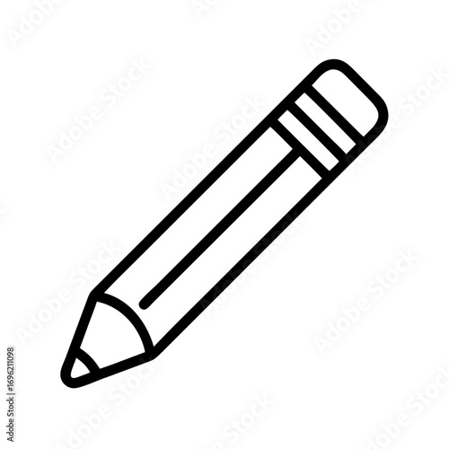Simple black line drawing of a pencil on white background  