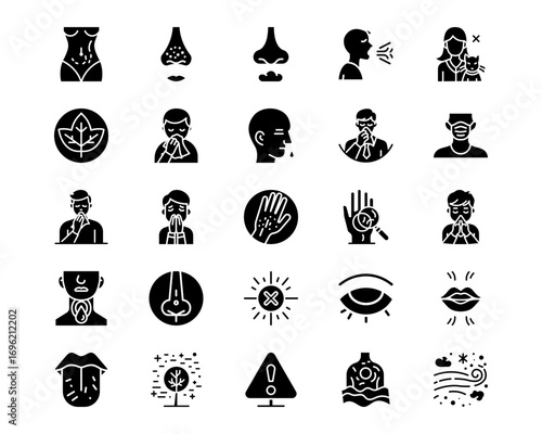 Allergy Symptoms Line Vector Icons