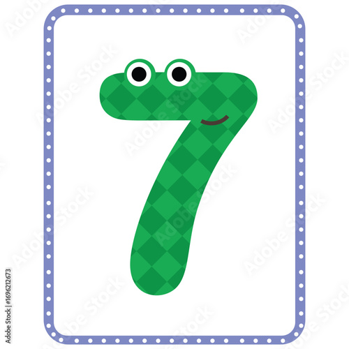Cartoon Numbers vector for kids 07 Seven
