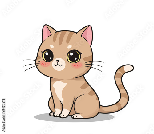 Cute Cat Cartoon: A heartwarming cartoon cat with adorable big eyes, exuding cuteness and charm, ready to bring a smile. 