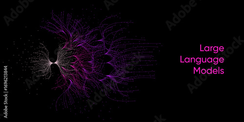 Illustration of abstract stream. Artificial intelligence. Big data, technology, AI, data transfer, data flow, large language model, LLM, generative AI	
