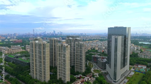 aerial view of Nanjing City downtown by the Xuanwu Lake, China