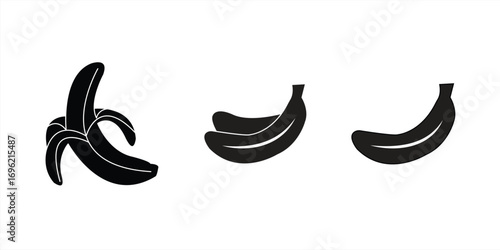 black and white banana icon fresh tropical fruit vector design detail graphic material healthy eating simple food illustration