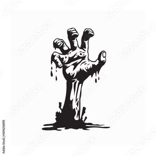 Zombie Hand Rising from Ground Vector Illustration on white background
