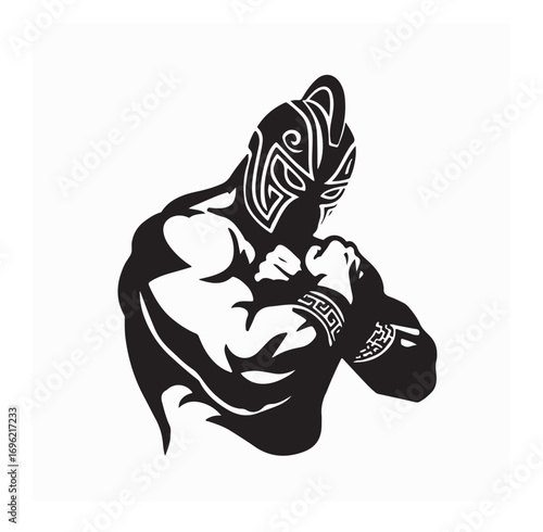 Greco Roman wrestler logo vector illustration on white background