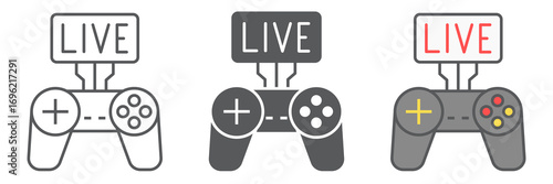 Game streaming icon, video games and stream, live stream sign vector graphics, editable stroke linear icon, eps 10.
