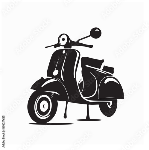 Scooter motorcycle logo Vector. Black and white Scooter motorcycle logo on white background