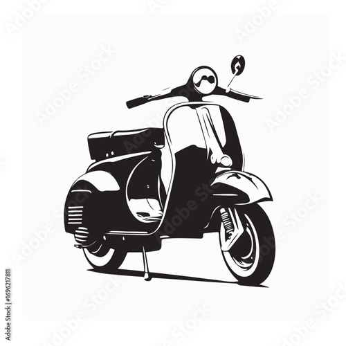 Scooter motorcycle logo Vector. Black and white Scooter motorcycle logo on white background