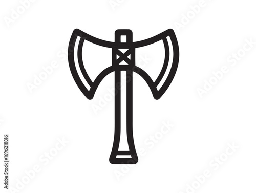 Minimalistic woodcutter ax symbol in elegant line art
