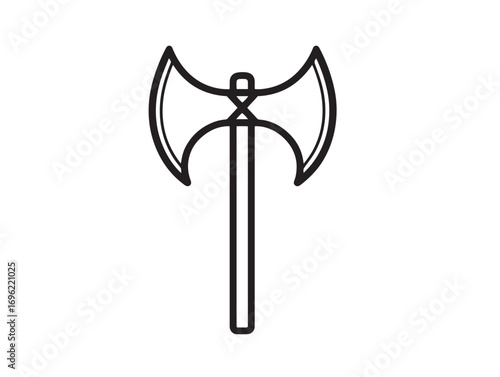 Crisp detailed lumberjack ax icon in modern flat style