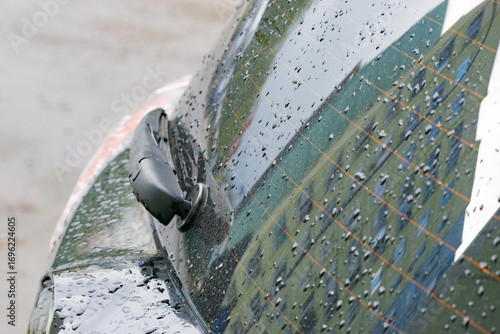 wipers on wet car windshield.