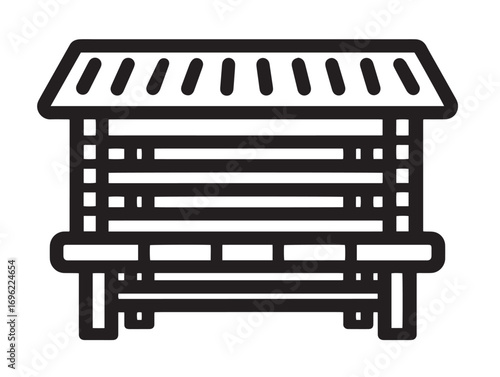 Sleek line drawing of bale feeding equipment vector