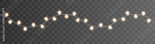 Vector illustration of glowing lamps and decorative garlands, perfect for holiday design, New Year celebrations, and creating a festive Christmas mood with bright strands of light.