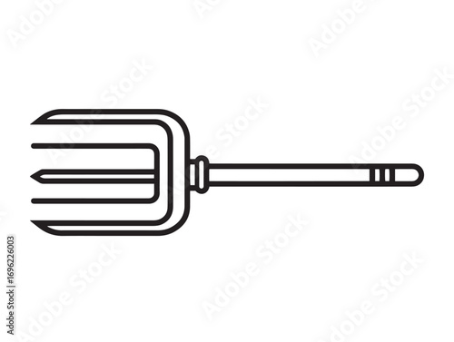 Farming bale fork attachment tool drawn in elegant outline
