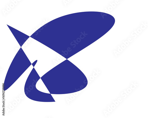 Dynamic abstract shape in bold blue, originally a scalable vector graphic, perfect for modern logo design, creative branding, or eye-catching graphic elements with a touch of artistic flair