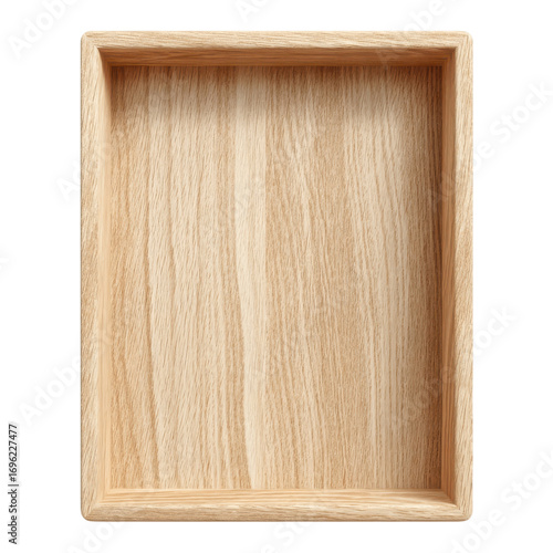 Minimalist Wooden Tray: A sleek, square wooden tray with a smooth, natural finish, its clean lines and neutral tones exuding simple elegance and rustic charm. 
