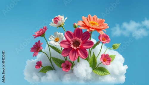 Wallpaper Mural Colorful spring flowers blooming on cloud Torontodigital.ca