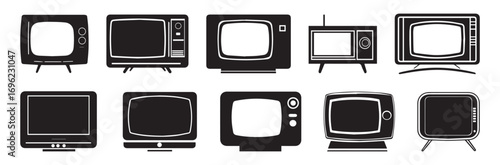 TV Icon Set – Television and Retro TV Vector Collection. Media and Entertainment Icon Collection.
